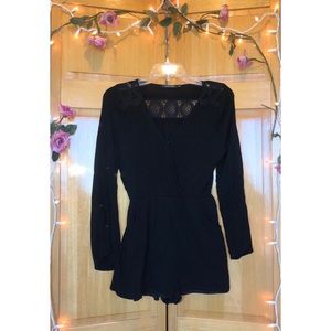 black lace detail romper